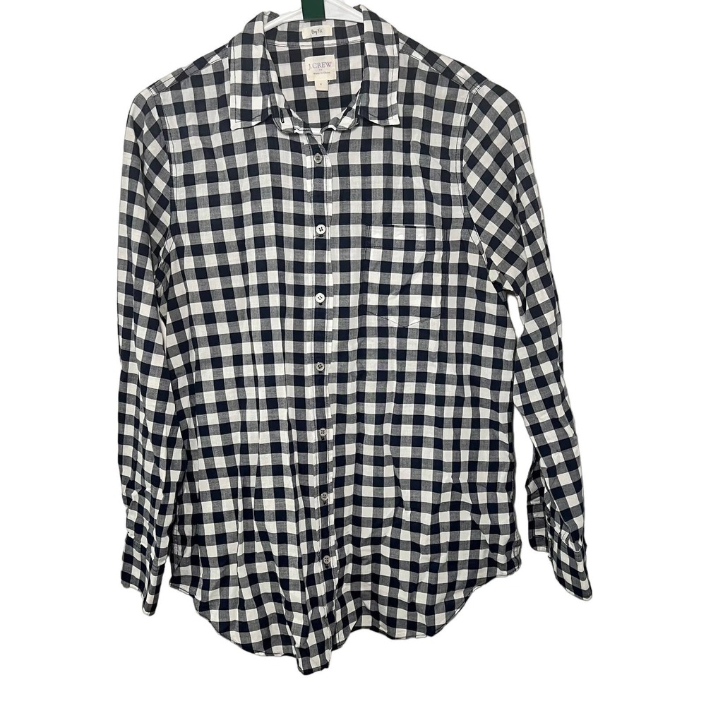 Women's J. Crew Boy Fit Plaid Button Down Size S